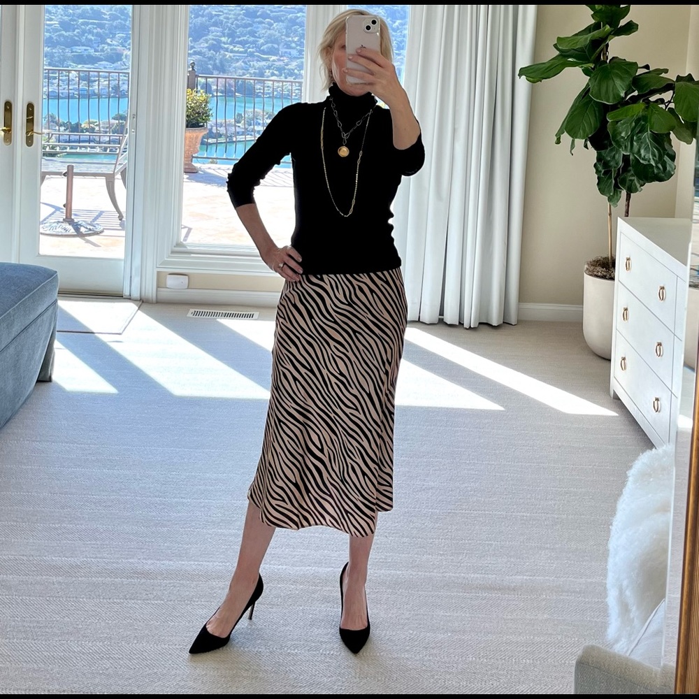 Silky Zebra Print Skirt